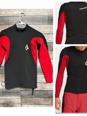 Volcom Surf Vitals J Robinson 2mm Jacket Wetsuit Top Men’s M Black Red